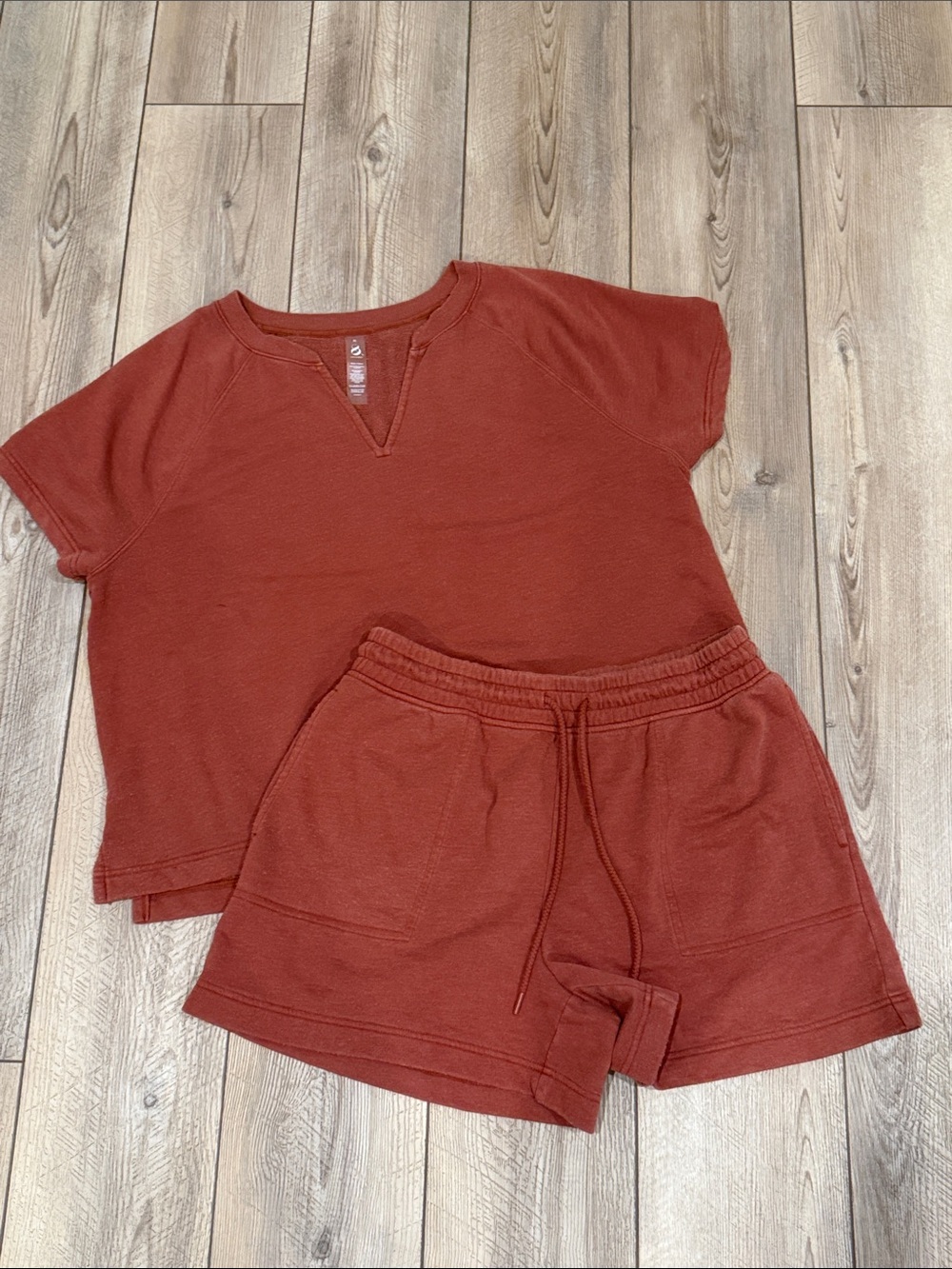 Cozy Short Sleeve & Shorts Lounge Set - Rust